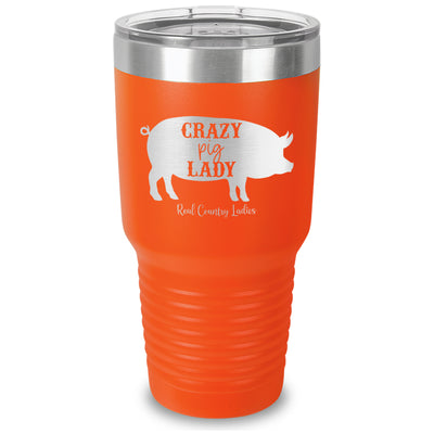 Crazy Pig Lady Laser Etched Tumbler