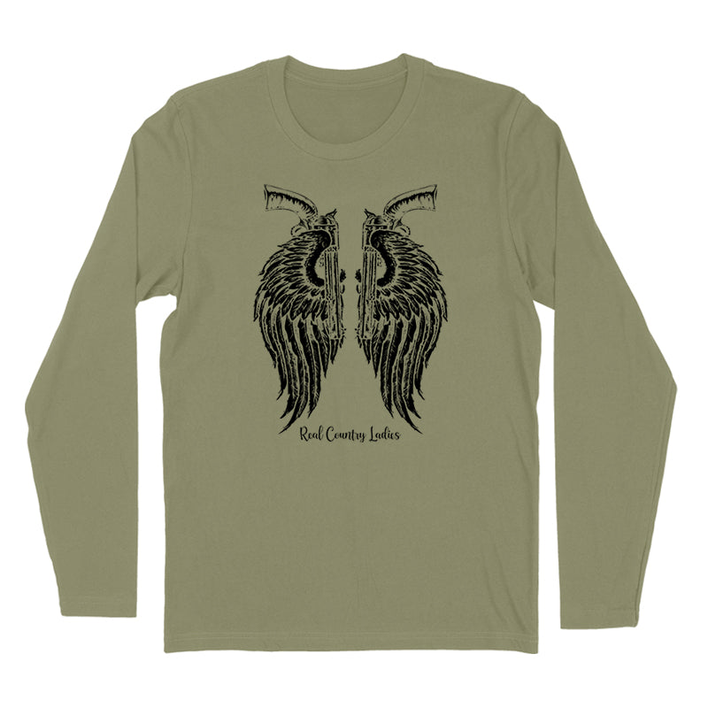 Angel Wings Revolver Black Print Hoodies & Long Sleeves