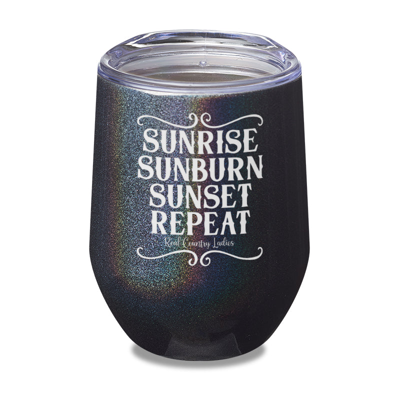 Sunrise Sunburn Sunset Repeat Laser Etched Tumbler