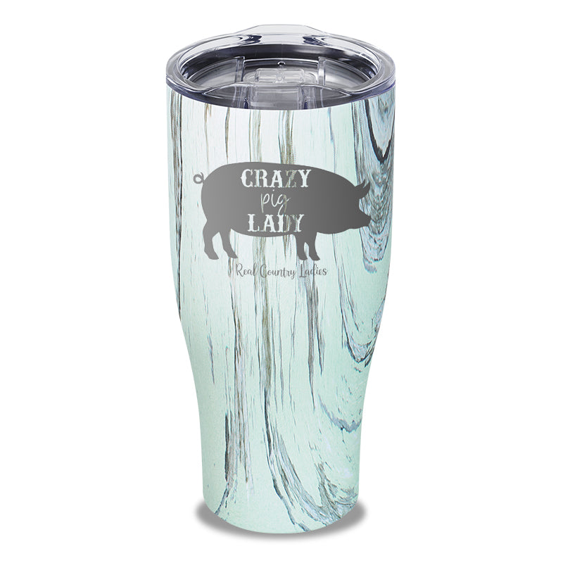 Crazy Pig Lady Laser Etched Tumbler