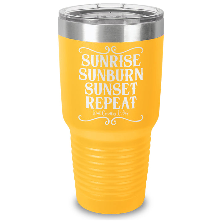 Sunrise Sunburn Sunset Repeat Laser Etched Tumbler