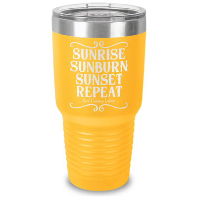 Sunrise Sunburn Sunset Repeat Laser Etched Tumbler