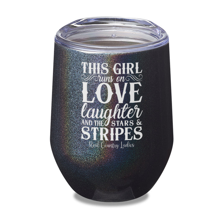 This Girl Runs On Stars And Stripes Laser Etched Tumbler