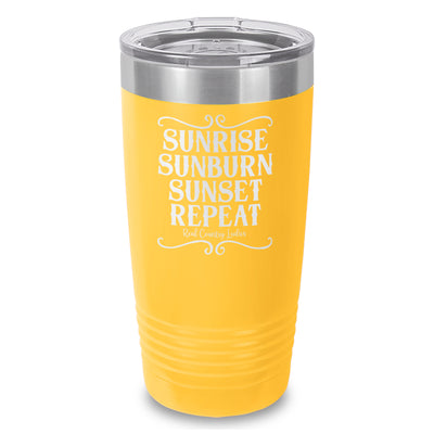 Sunrise Sunburn Sunset Repeat Laser Etched Tumbler