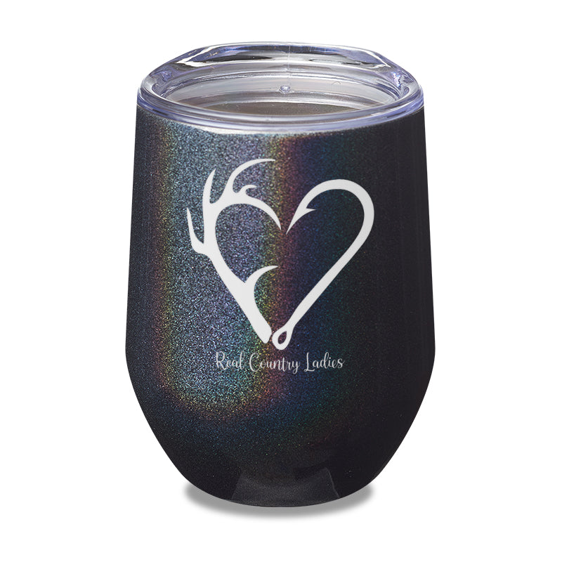 Hunting Fishing Heart Laser Etched Tumbler