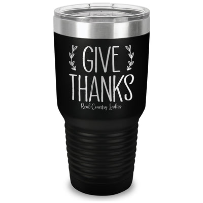 Falling For Deals | Give Thanks Laser Etched Tumbler