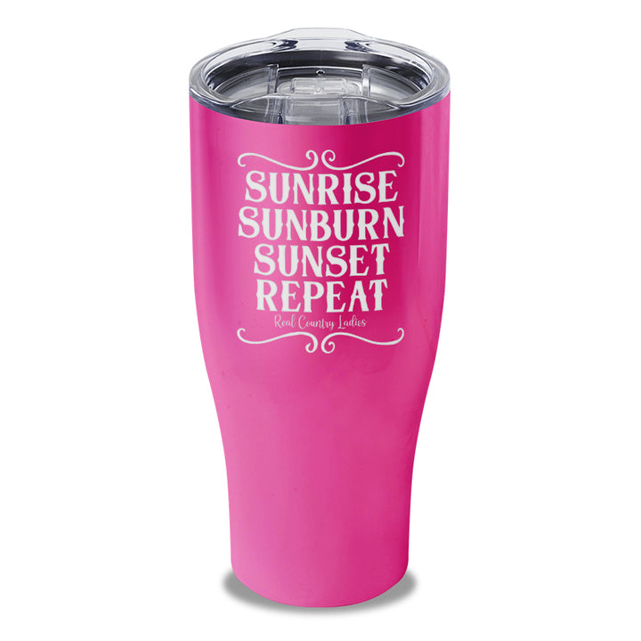 Sunrise Sunburn Sunset Repeat Laser Etched Tumbler