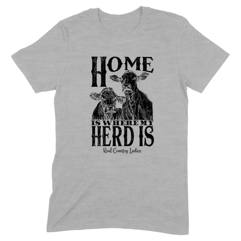 Home Is Where My Herd Is Black Print Front Apparel