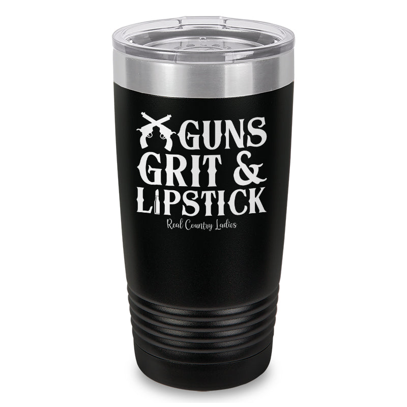 Guns Grit And Lipstick Laser Etched Tumbler