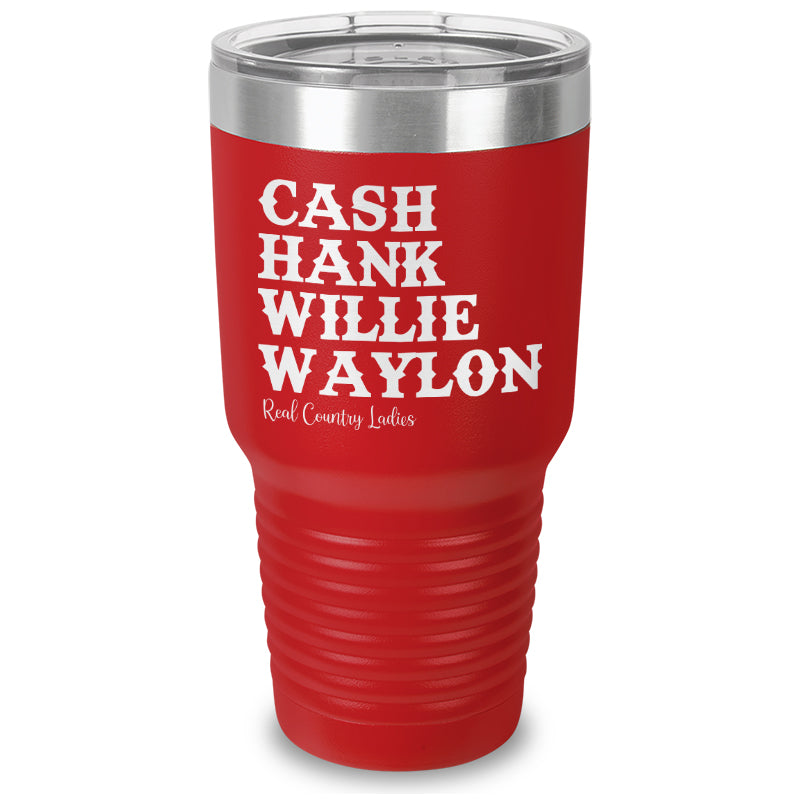 Cash Hank Willie Waylon Laser Etched Tumbler