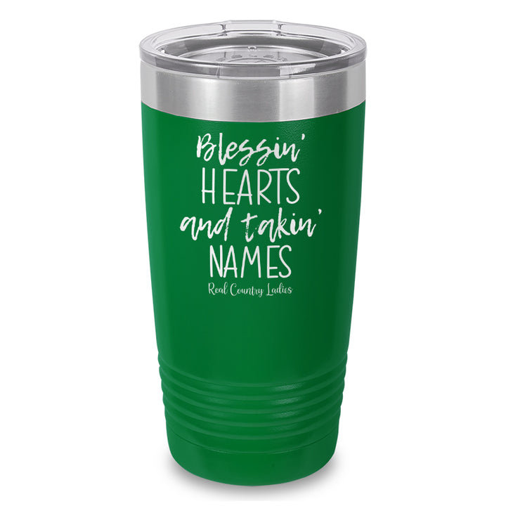 Blessin Hearts And Takin Names Laser Etched Tumbler