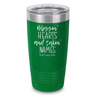 Blessin Hearts And Takin Names Laser Etched Tumbler