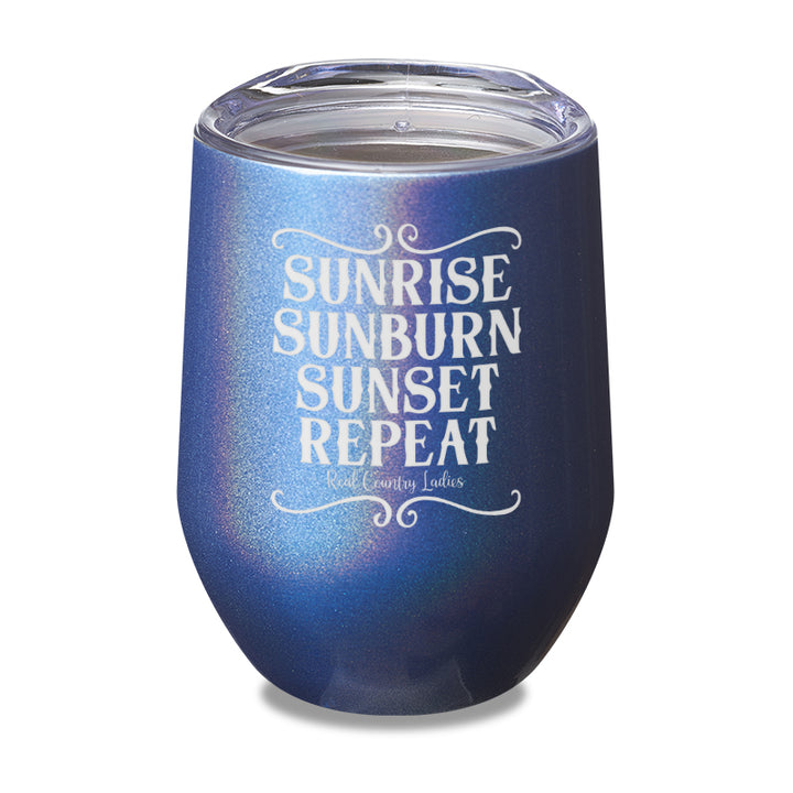 Sunrise Sunburn Sunset Repeat Laser Etched Tumbler