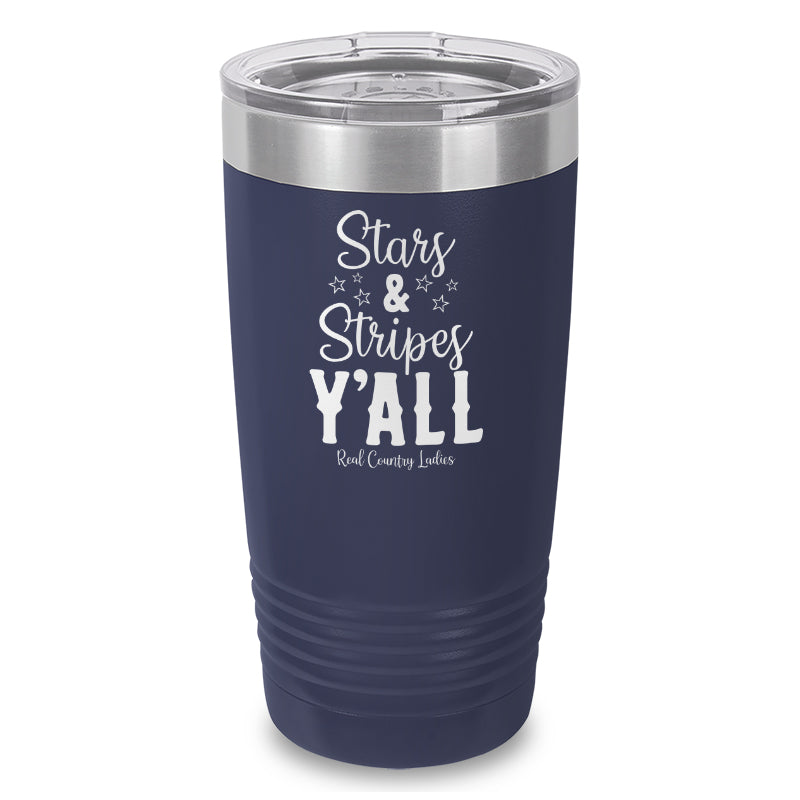 Stars And Stripes Y'all Laser Etched Tumbler