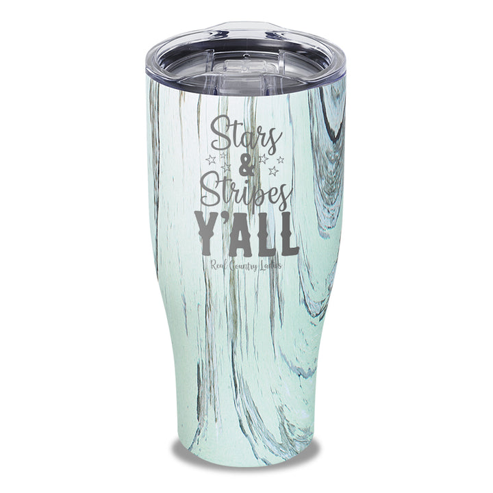 Stars And Stripes Y'all Laser Etched Tumbler