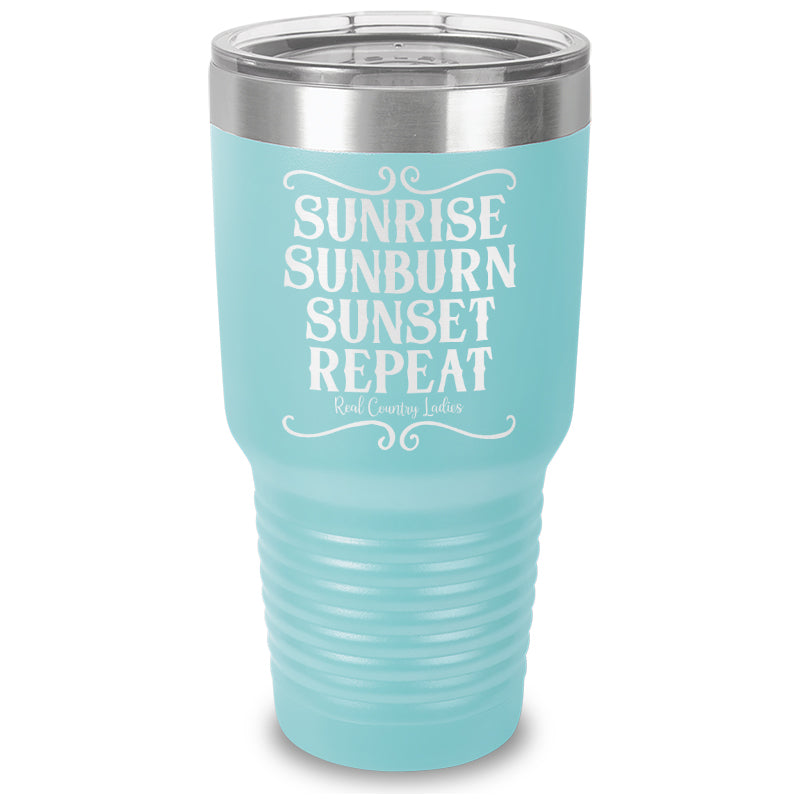 Sunrise Sunburn Sunset Repeat Laser Etched Tumbler