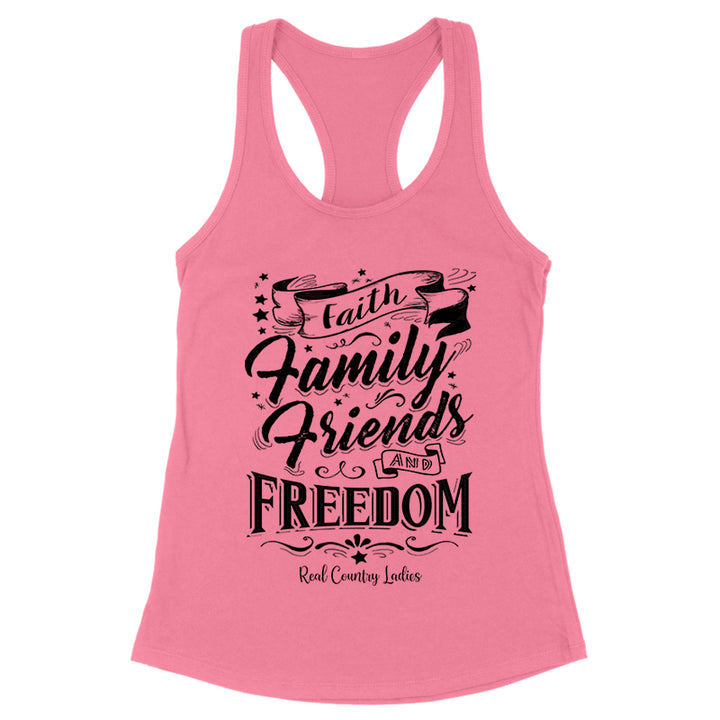 Faith Family Friends Black Print Front Apparel