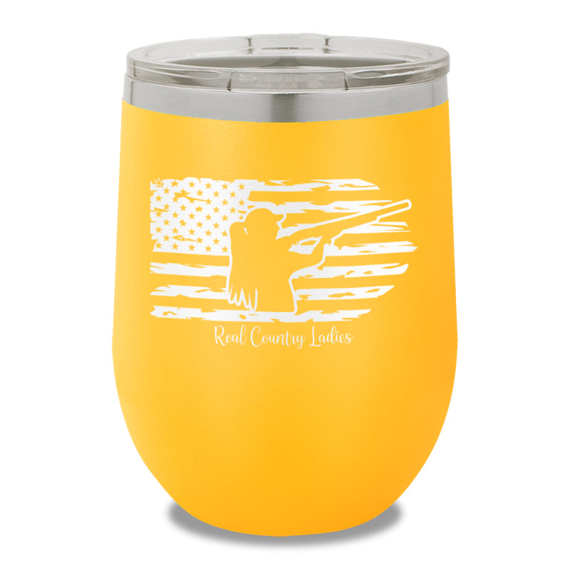 Shotgun USA Flag 12oz Stemless Wine Cup