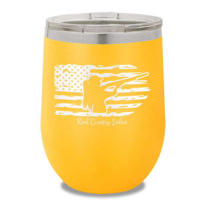 Shotgun USA Flag 12oz Stemless Wine Cup