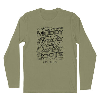 Muddy Trucks And Cowboy Boots Black Print Hoodies & Long Sleeves