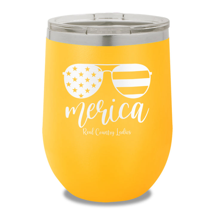 Merica Sunglasses 12oz Stemless Wine Cup