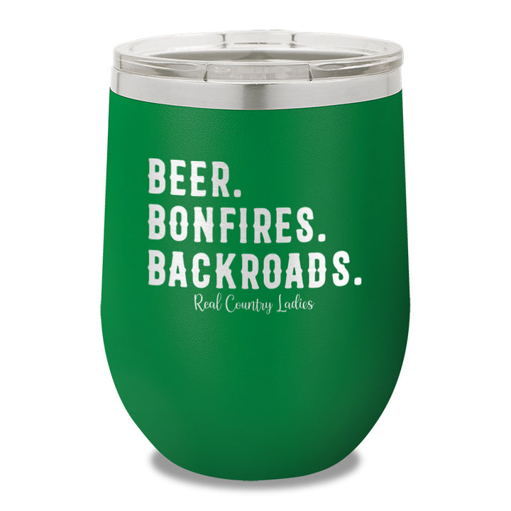 Beer Bonfires Backroads 12oz Stemless Wine Cup