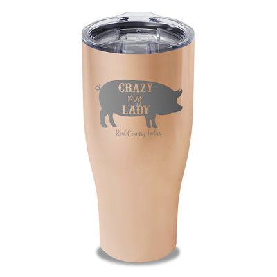 Crazy Pig Lady Laser Etched Tumbler