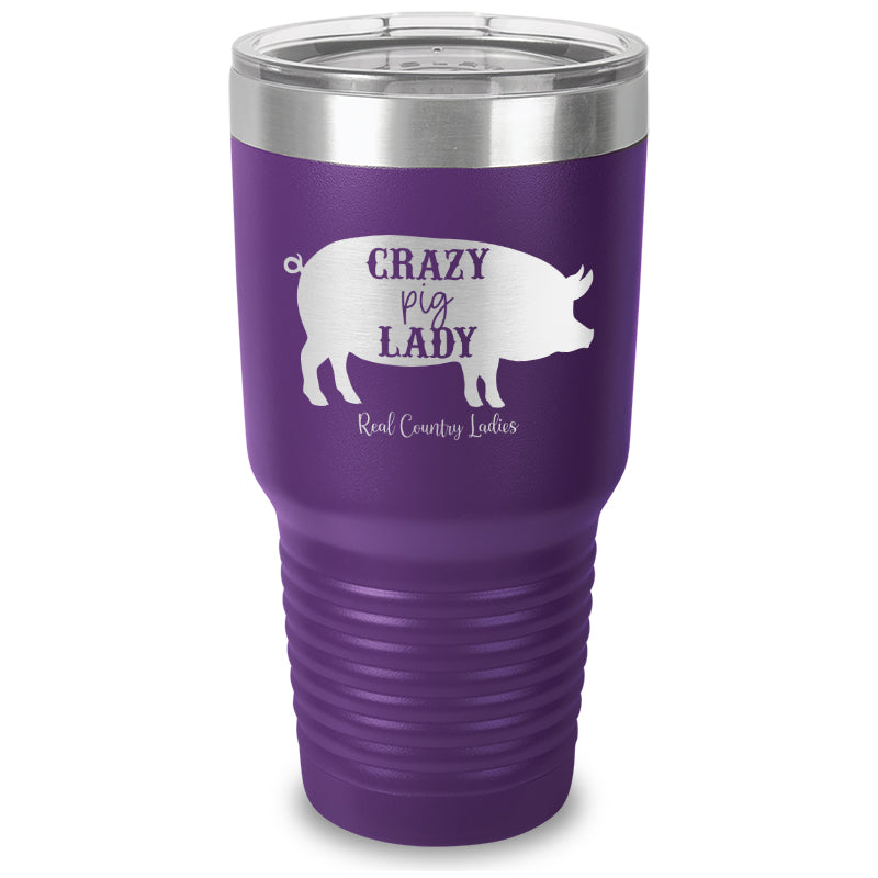 Crazy Pig Lady Laser Etched Tumbler