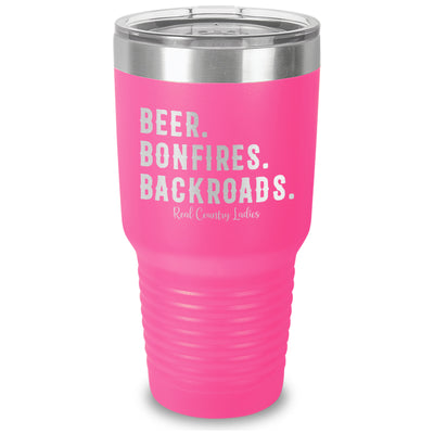 Beer Bonfires Backroads Laser Etched Tumbler