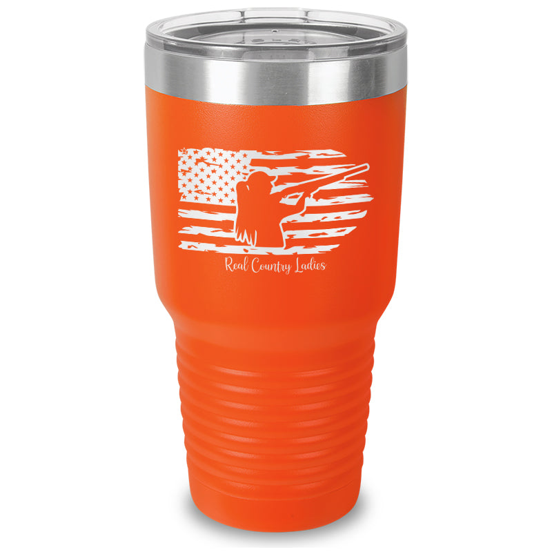 Shotgun USA Flag Laser Etched Tumbler