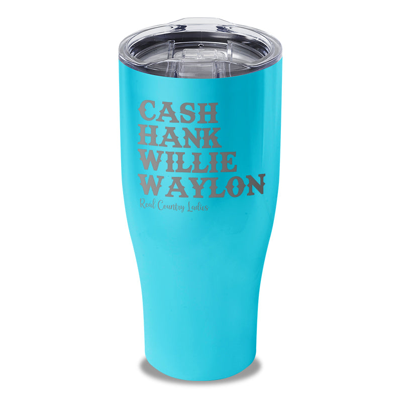 Cash Hank Willie Waylon Laser Etched Tumbler