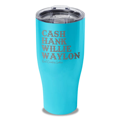 Cash Hank Willie Waylon Laser Etched Tumbler