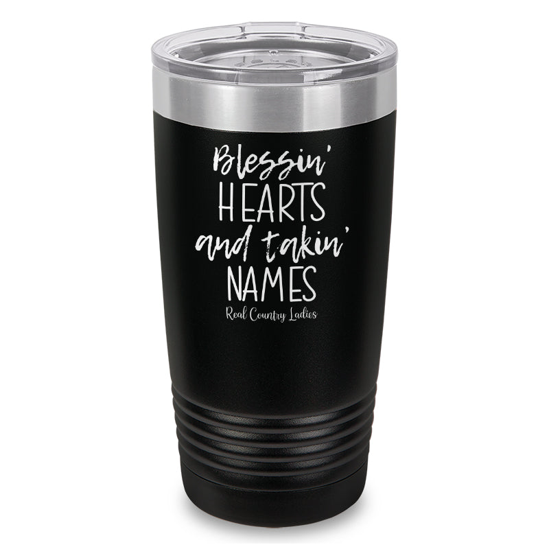 Blessin Hearts And Takin Names Laser Etched Tumbler