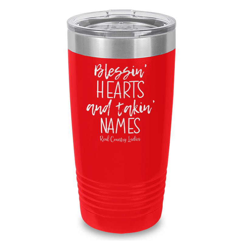 Blessin Hearts And Takin Names Laser Etched Tumbler