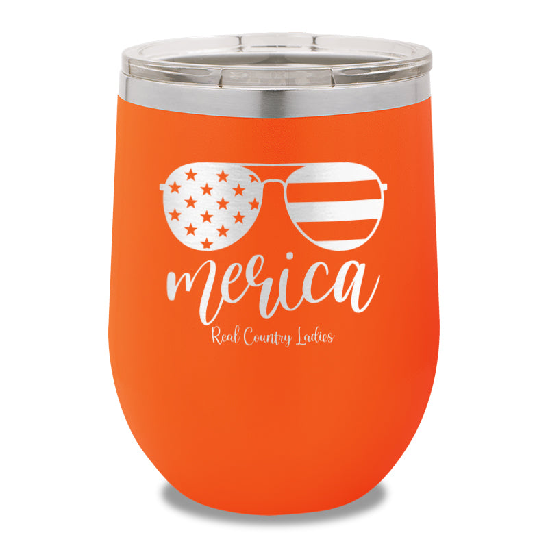 Merica Sunglasses 12oz Stemless Wine Cup