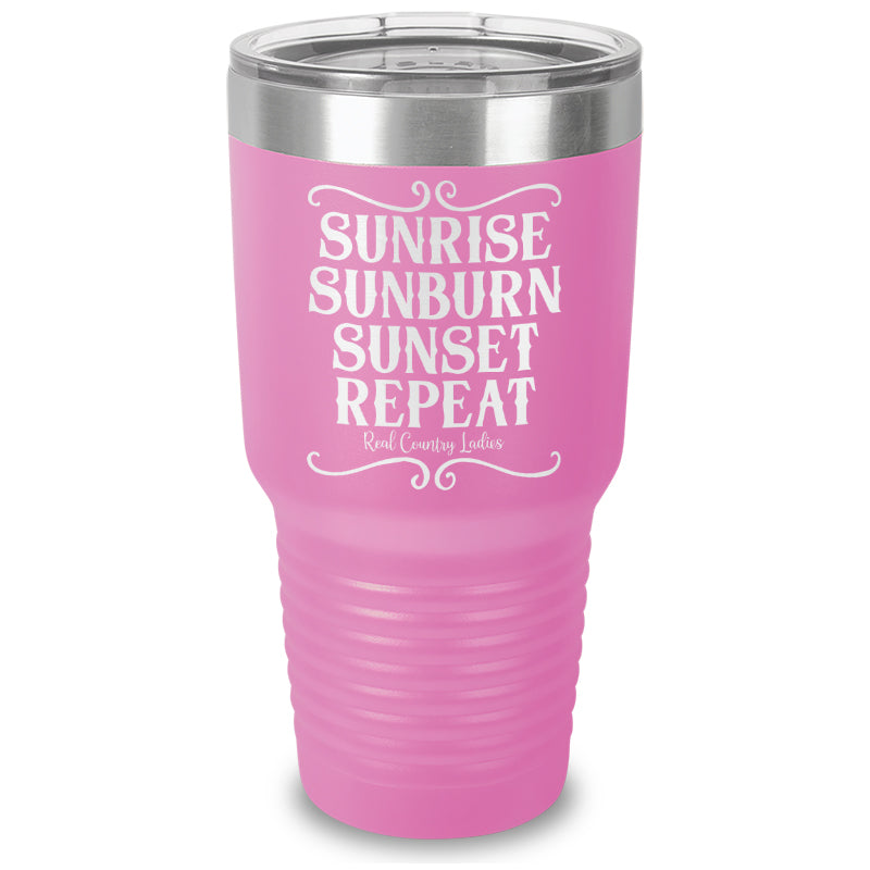 Sunrise Sunburn Sunset Repeat Laser Etched Tumbler