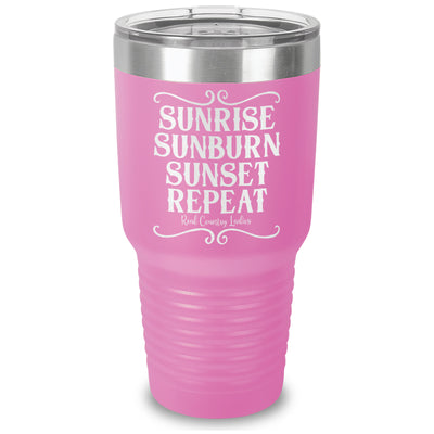 Sunrise Sunburn Sunset Repeat Laser Etched Tumbler