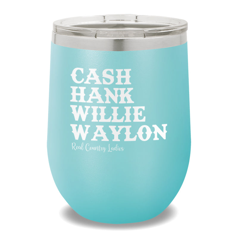 Cash Hank Willie Waylon 12oz Stemless Wine Cup