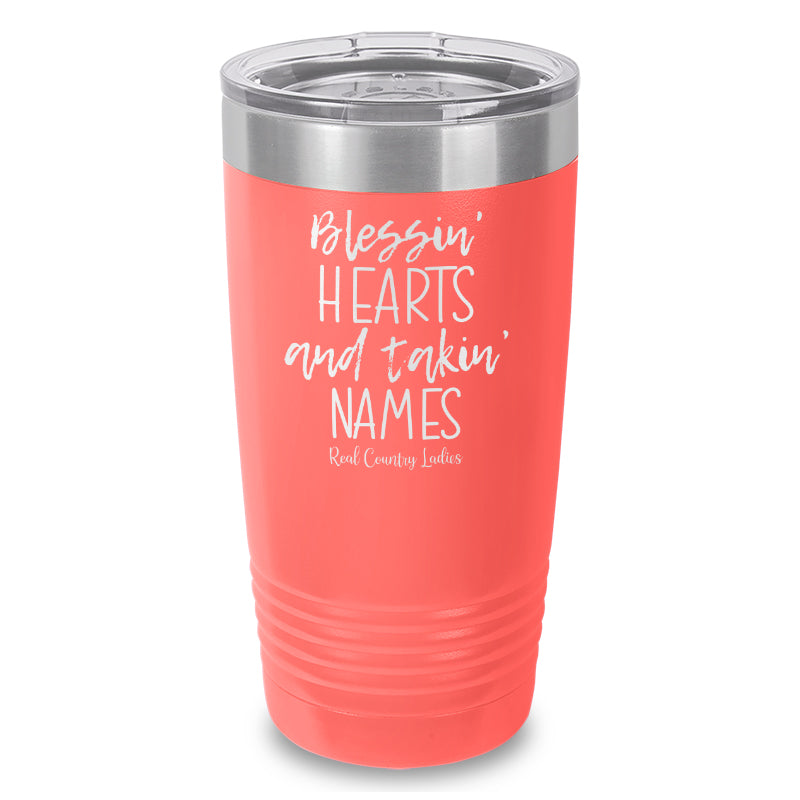 Blessin Hearts And Takin Names Laser Etched Tumbler