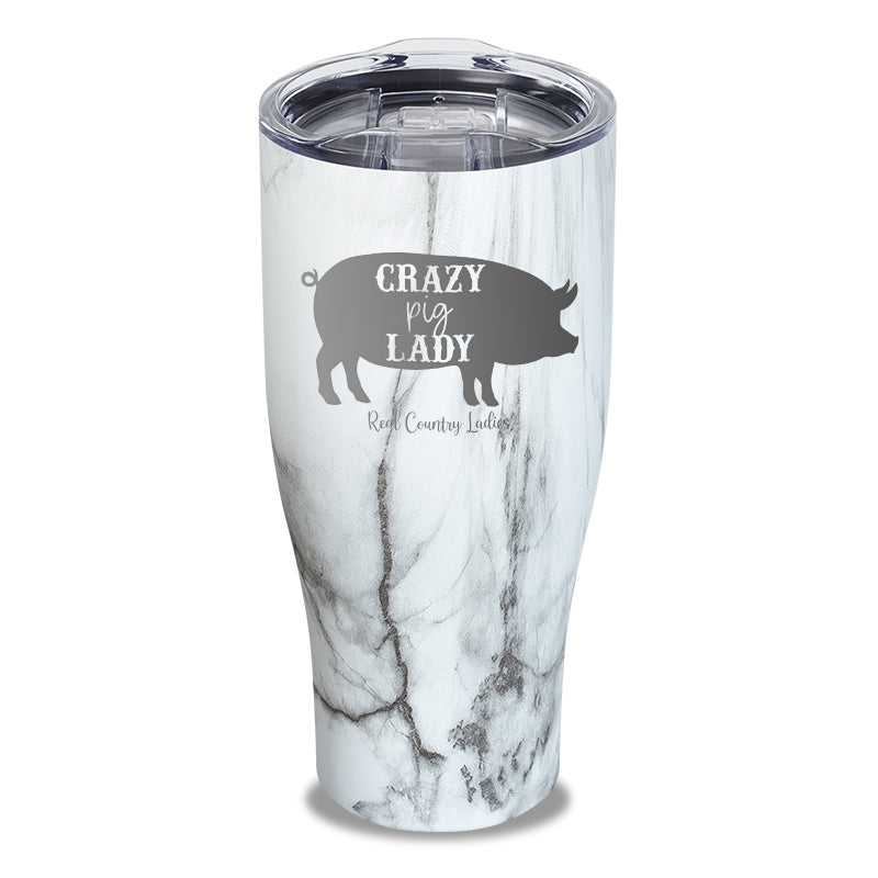 Crazy Pig Lady Laser Etched Tumbler