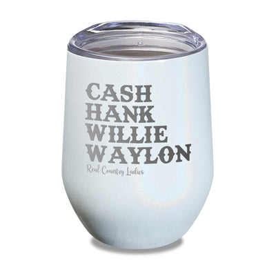 Cash Hank Willie Waylon Laser Etched Tumbler