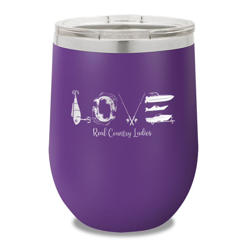 Fishing Love 12oz Stemless Wine Cup