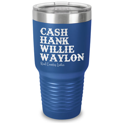 Cash Hank Willie Waylon Laser Etched Tumbler