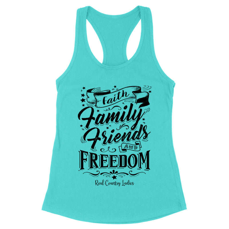 Faith Family Friends Black Print Front Apparel