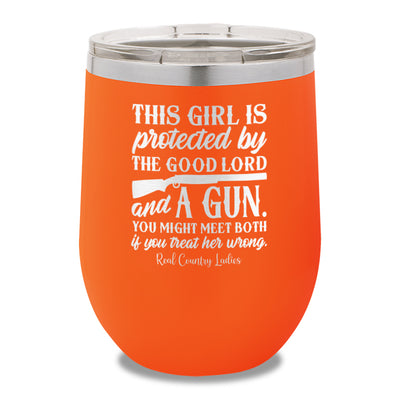 The Good Lord And A Gun 12oz Stemless Wine Cup