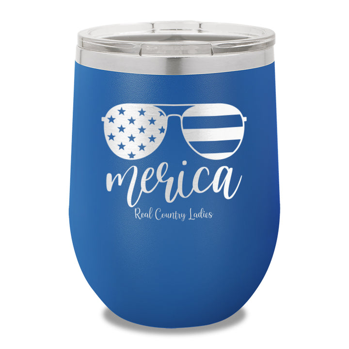 Merica Sunglasses 12oz Stemless Wine Cup