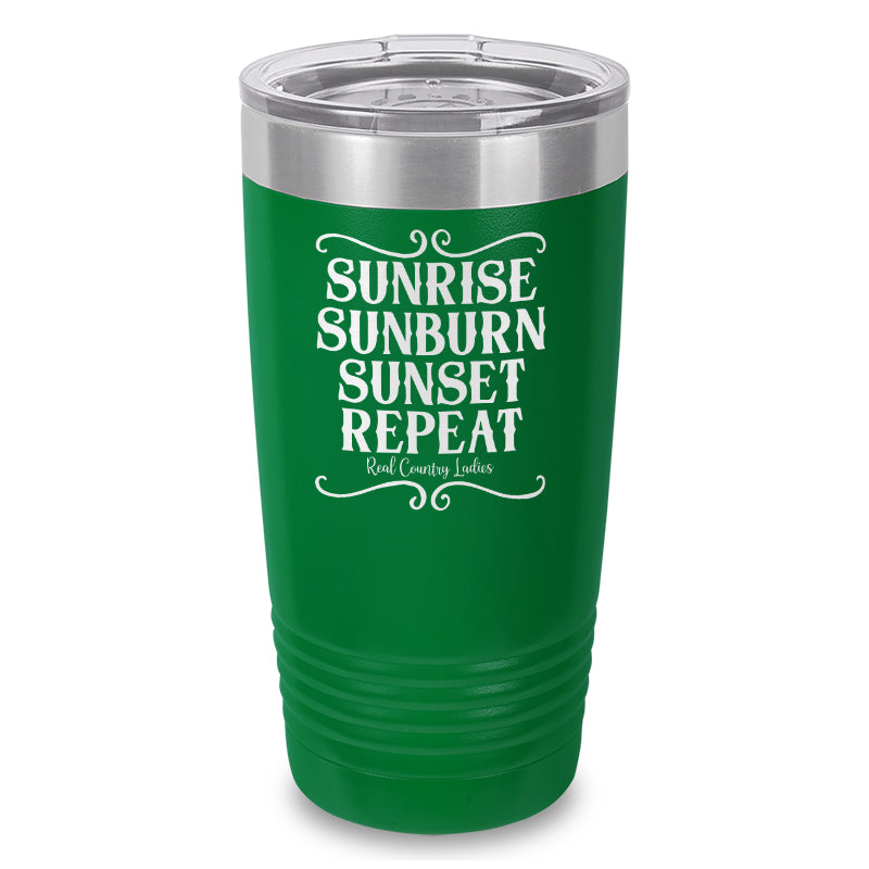 Sunrise Sunburn Sunset Repeat Laser Etched Tumbler