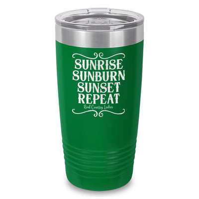 Sunrise Sunburn Sunset Repeat Laser Etched Tumbler