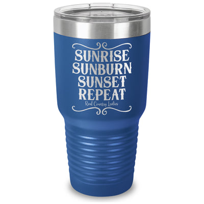 Sunrise Sunburn Sunset Repeat Laser Etched Tumbler