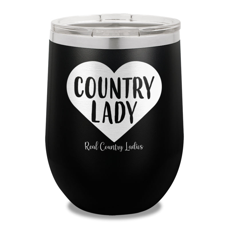 Country Lady Heart 12oz Stemless Wine Cup